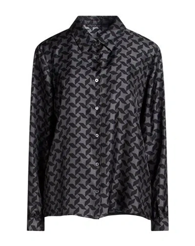 Laura Urbinati Woman Shirt Grey Size 12 Silk In Black