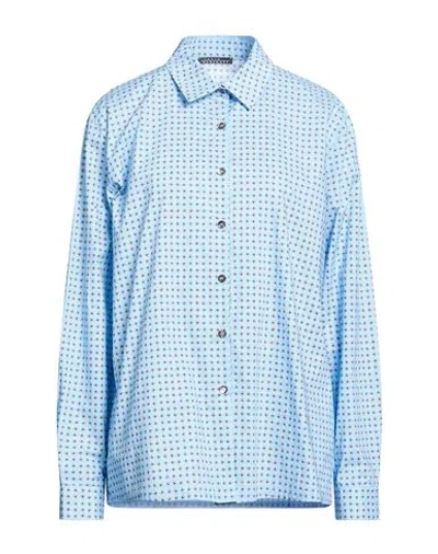 Laura Urbinati Woman Shirt Sky Blue Size 10 Cotton