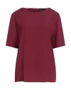 Laura Urbinati Woman Top Burgundy Size 12 Silk, Elastane In Burgundy
