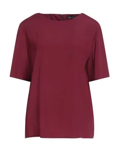 Laura Urbinati Woman Top Burgundy Size 12 Silk, Elastane In Red