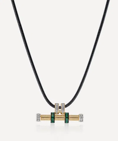 Laura Vann 18ct Gold-plated Maya T-bar Cord Necklace In Black