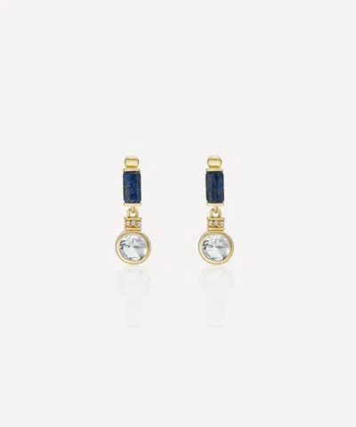 Laura Vann 18ct Gold-plated Vermeil Silver Column Lapis Drop Earrings