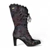 Laura Vita® Alcbane 0351 Violet Floral Womens Gothic Victorian Leather Heeled High Boots In Multi