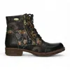 Laura Vita® Anita 006 Black Floral Womens Gothic Victorian Leather Ankle Boots In Black