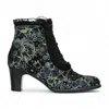 Laura Vita® Elcodieo 224 Blue Floral Womens Gothic Victorian Leather Ankle Heeled Boots In Multi