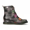 Laura Vita® Ercnaulto 212 Grey Floral Womens Gothic Victorian Leather Ankle Heeled Boots In Gray