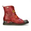 Laura Vita® Ercnaulto 212 Red Floral Womens Gothic Victorian Leather Ankle Heeled Boots In Red