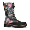 Laura Vita® Incaso-18 Black Floral Womens Gothic Victorian Leather High Boots In Animal Print