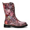 Laura Vita® Incaso-18 Burgundy Floral Womens Gothic Victorian Leather High Boots In Multi