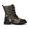 Laura Vita® Incaso 36 Black Floral Womens Gothic Victorian Leather Ankle High Boots In Animal Print