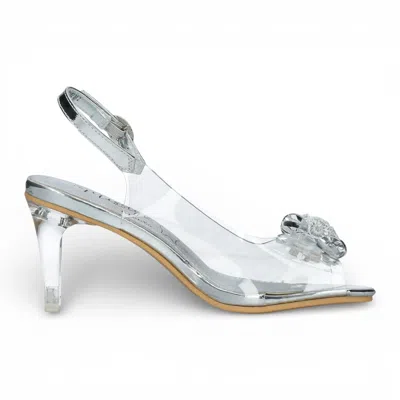 Laura Vita® Mira 01 Clear Slip-on Cinderella Heel Sandals In Silver