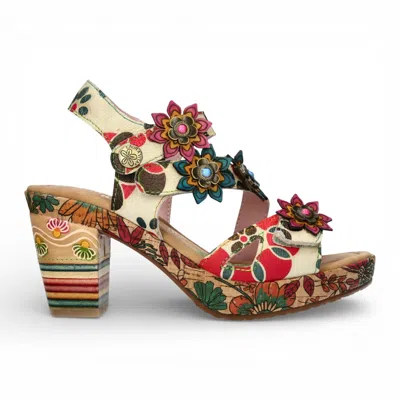 Laura Vita® Nellao 33 Floral Leather Wedge Heel Espadrille Sandals In Multi