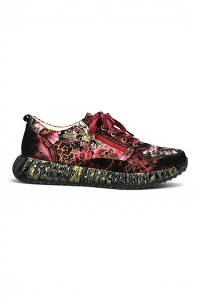Laura Vita® Women's Goth Victorian Floral Red Leather Trainer Sneaker - Burton-43 In Pink