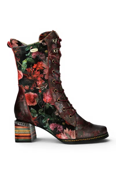 Laura Vita® Women's Goth Victorian Floral Wine Leather High Lace-up Boots - Ibcano-15 In Pink