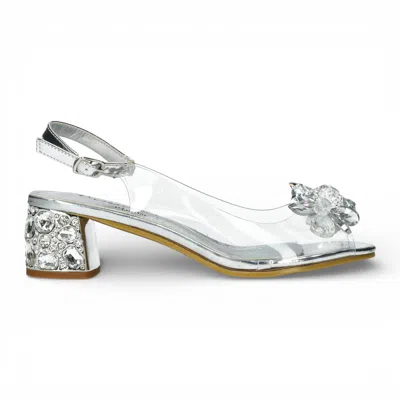 Laura Vita® Women's Mily-22 Clear Silver Slip-on Cinderella Heel Sandals
