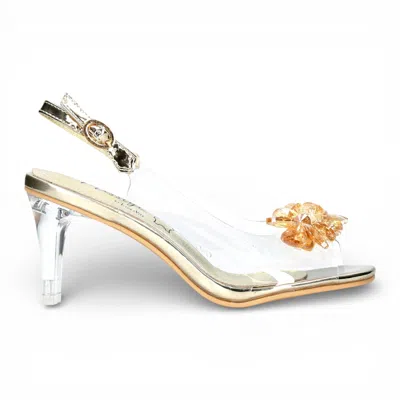 Laura Vita® Women's Mira 01 Clear Golden Slip-on Cinderella Heel Sandals