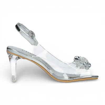 Laura Vita® Women's Mira 01 Clear Silver Slip-on Cinderella Heel Sandals