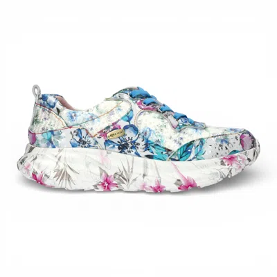 Laura Vita® Women's Sofiao 07 Blue Pink Floral Leather Trainers Platform Sneaker Shoes