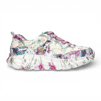 Laura Vita® Women's Sofiao 07 Rose Pink Floral Leather Trainers Platform Sneaker Shoes In White