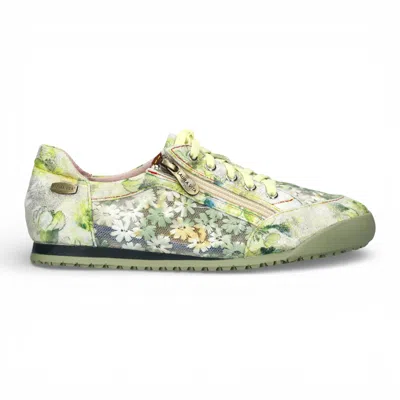 Laura Vita® Women's Tivanao-05 Yellow Floral Leather Trainers Zip Sneaker Shoes In Multi