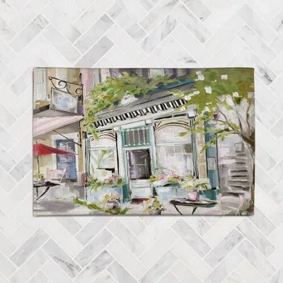 Laural Home A Walk In Paris Chenille Rug In Green,white,blue