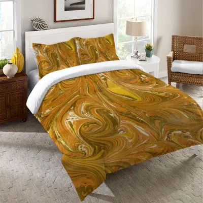 Laural Home Abstract Ochre Marble Sham In Brown;yellow