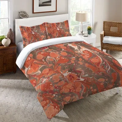 Laural Home Abstract Persimmon Marble Sham In Red