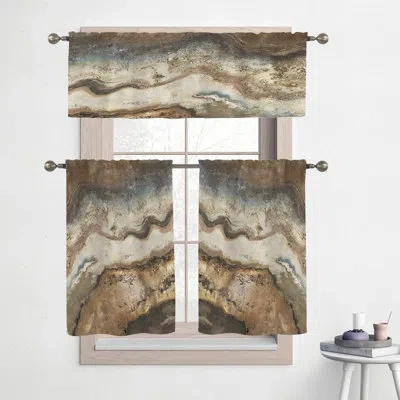Laural Home Abstract Tailored 28'' Kitchen Curtain In Brown
