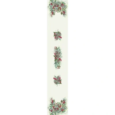 Laural Home Allbritton Winter Garland Table Runner In Beige