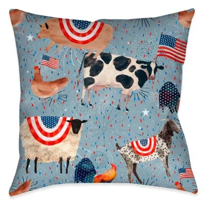 Laural Home Americana Farm Animals Outdoor Decorative Pillow In Multi