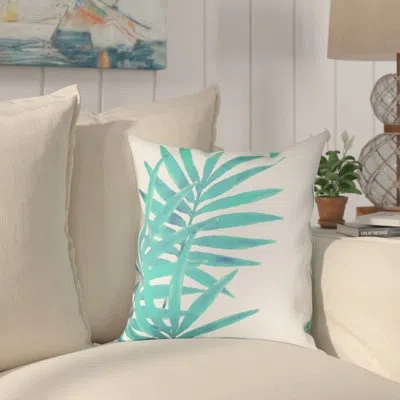 Laural Home Aqua Palm Leaves I Indoor/outdoor Throw Pillow In Multi
