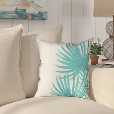 Laural Home Aqua Palm Leaves Ii Indoor/outdoor Throw Pillow In Multi