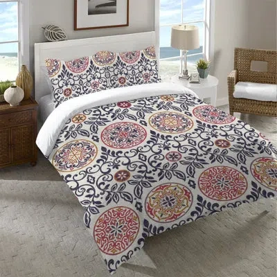 Laural Home Artista Microfiber Duvet Cover In Blue;red;cream