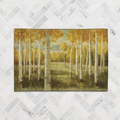 Laural Home Aspen Birches Aspen Birches Chenille Rug In Brown,yellow