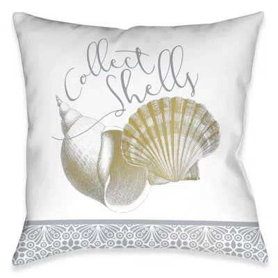 Laural Home Azure Coastal Shells Azure Coastal Shells Outdoor Decorative Pillow By  In Multi