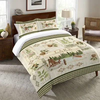 Laural Home Backwoods Single Comforter In Green,brown,ivory