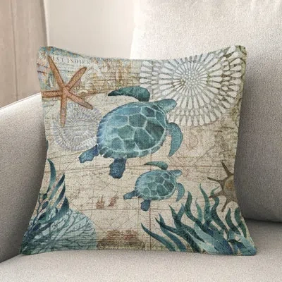 Laural Home Bay Turtles Indoor Woven Decorative Pillow