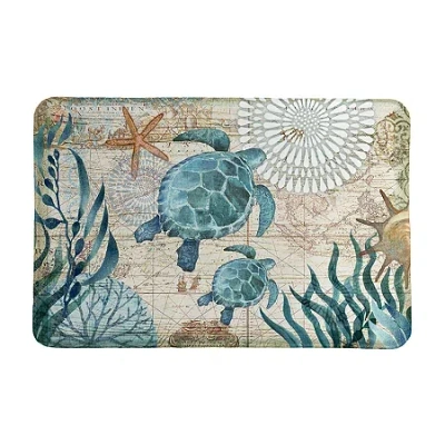 Laural Home Bay Turtles Memory Foam Bath Rug In Multi