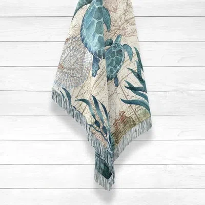 Laural Home Bay Turtles Woven Throw Blanket In Blue;brown;beige
