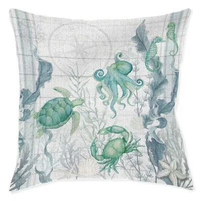Laural Home Beach Therapy Friends Indoor Woven Decorative Pillow By