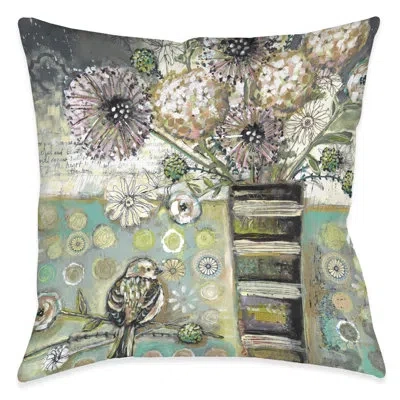 Laural Home Bird And Bouquet Decorative Indoor/outdoor Throw Pillow In Multi
