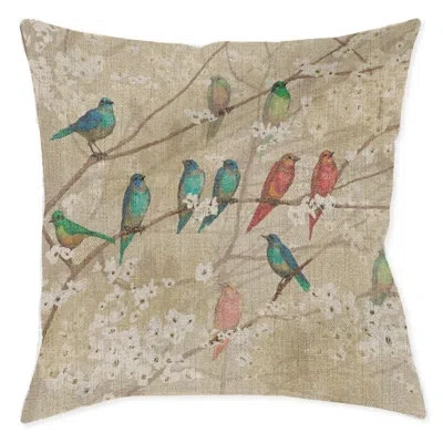 Laural Home Birds And Blossoms Indoor Woven Decorative Pillow