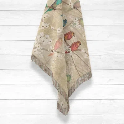 Laural Home Birds And Blossoms Woven Throw Blanket In Neutral