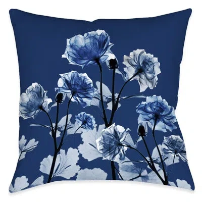 Laural Home Bloomed Indigo X-ray Square Pillow Cover & Insert In Multi