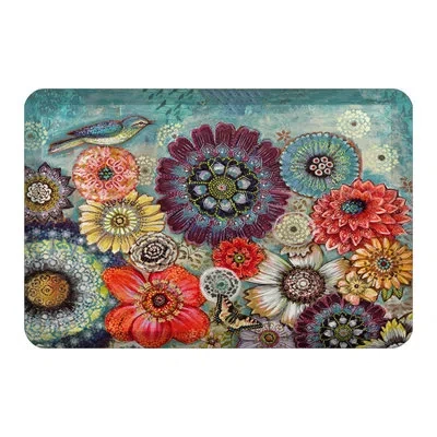 Laural Home Blue Bird Boho Anti-fatigue Kitchen Mat By