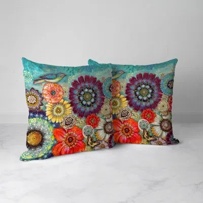Laural Home Blue Bird Boho Indoor Decorative Pillow In Blue;green;red;purple