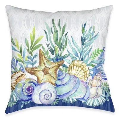 Laural Home Blue Coastal Outdoor Decorative Pillow In Multi
