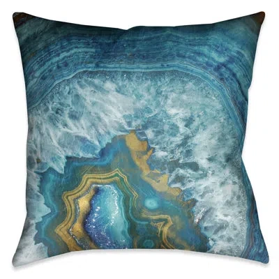 Laural Home Blue Golden Mineral Blue Golden Mineral Outdoor Throw Pillow In Multi