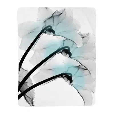 Laural Home Blue Orchid X-ray Flowers Sherpa Throw Blanket In Blue;black;white