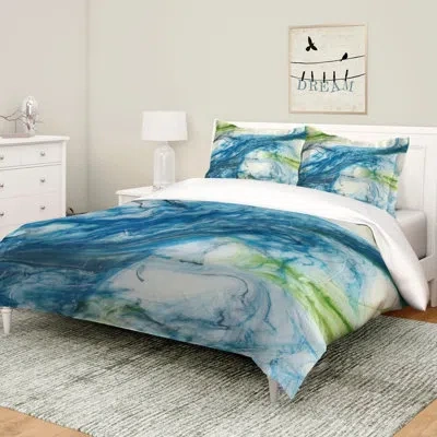 Laural Home Blue/green Microfiber Reversible Comforter In Blue;green